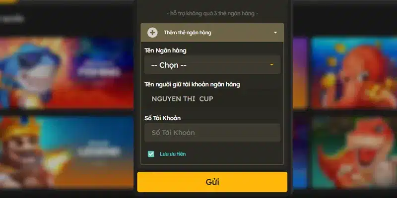 Thiết lập tài khoản ngân hàng để rút tiền BJ88